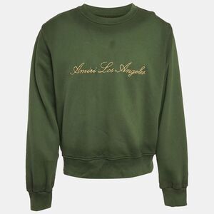 Amiri Green Logo Embroidered Cotton Knit Sweatshirt M
